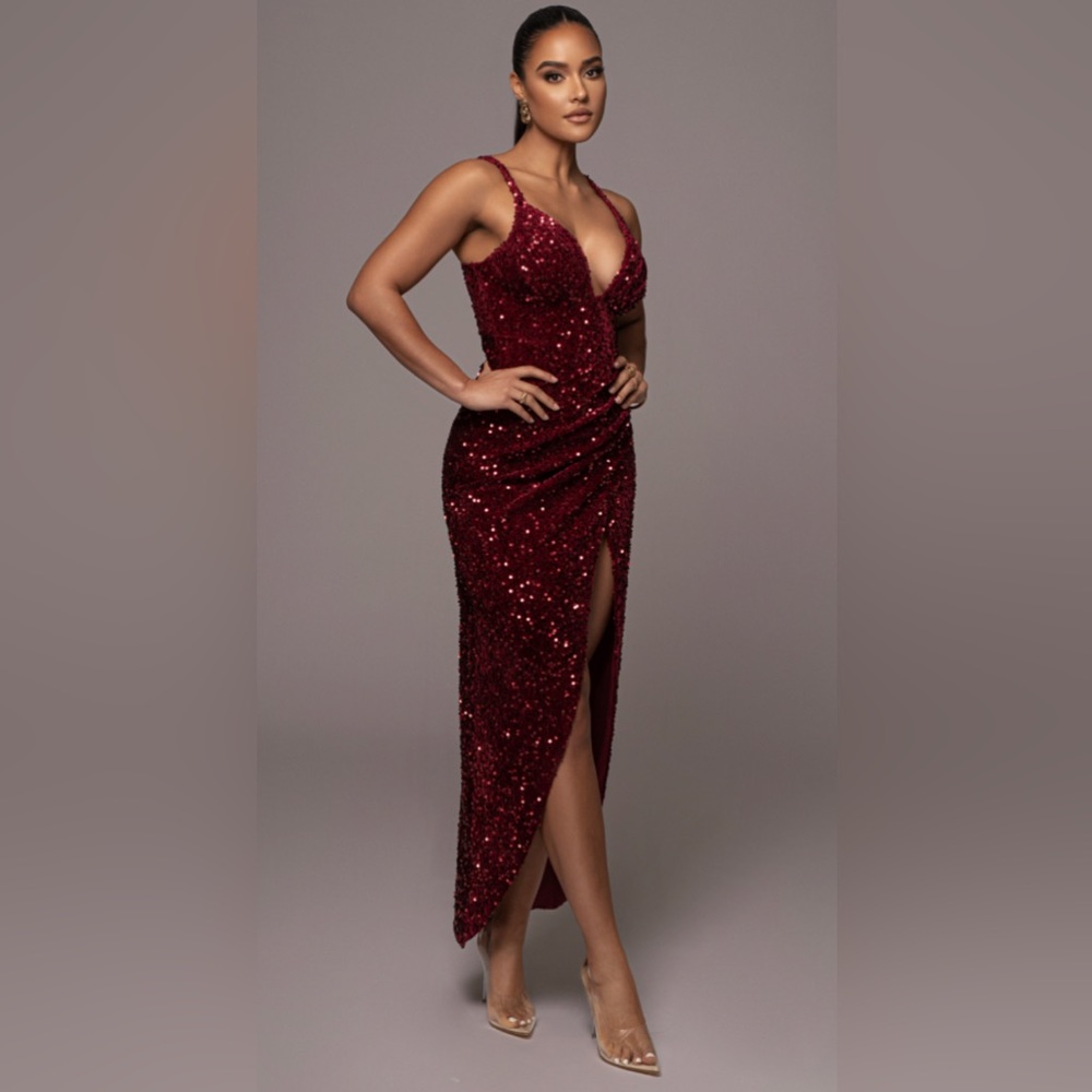 Burgundy On The Rise Sequin Dress from JLUXLABLE